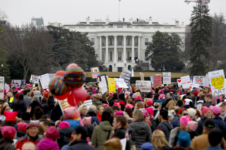 Image: Protesters gather near the White House during the Women's March on Washington, Jan. 21, 2017 in Washington, DC.