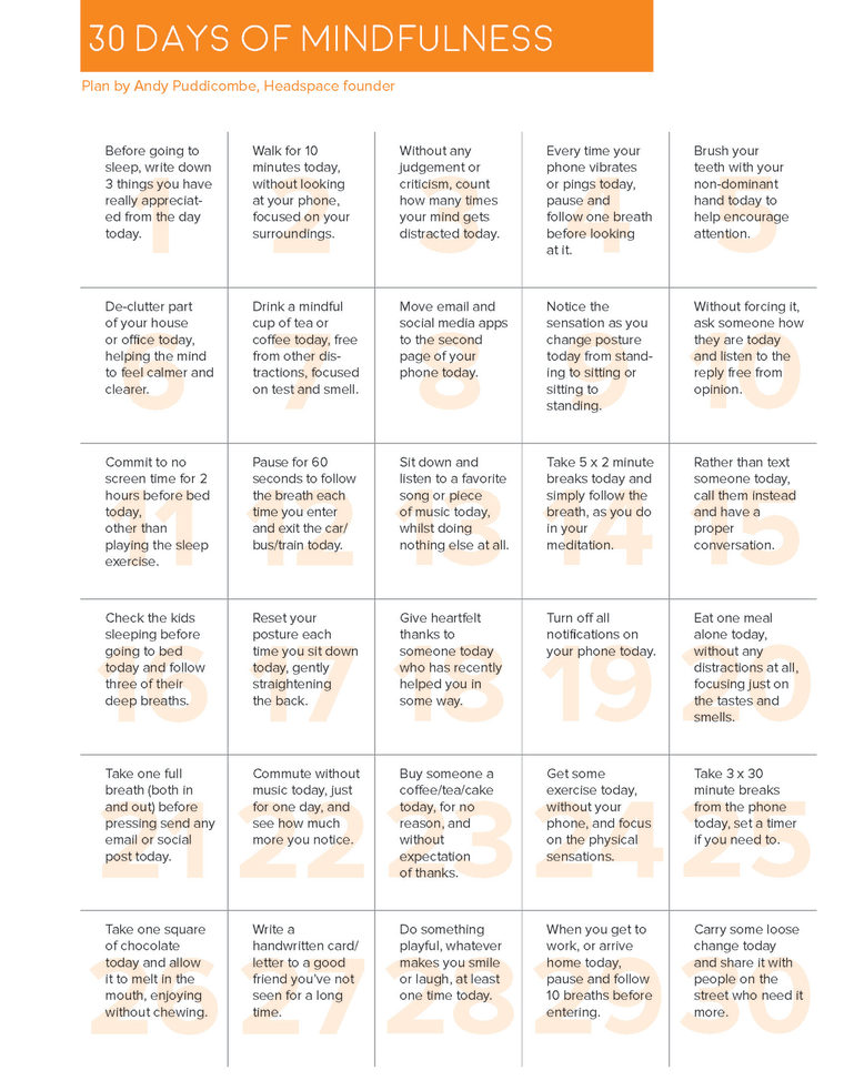 30 days of mindfulness