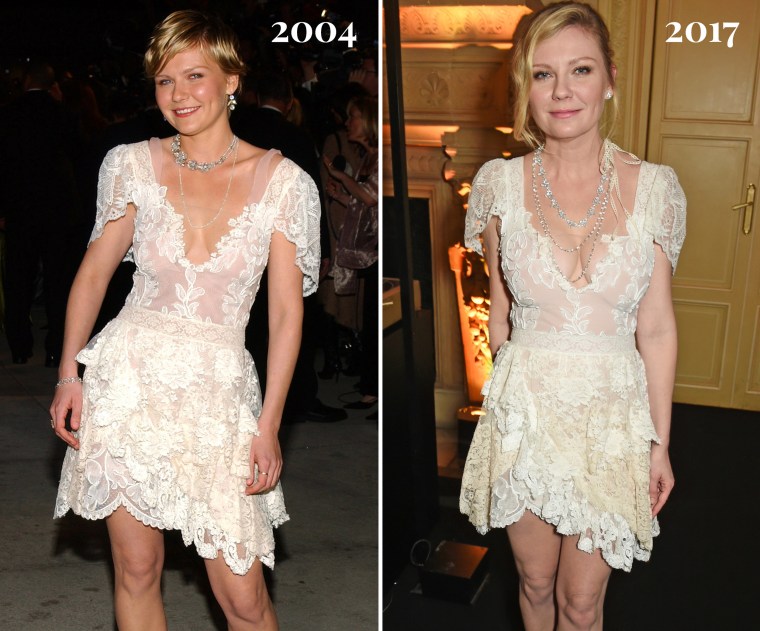 Kirsten Dunst in 2004 and 2017