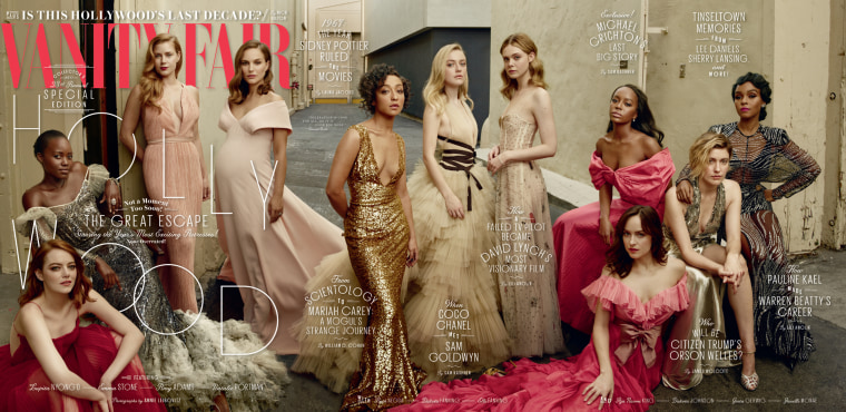 The cover of Vanity Fair's 2017 Hollywood issue, shot by famed celebrity photographer Annie Leibovitz, captures some of today's most exciting Hollywood actresses. 