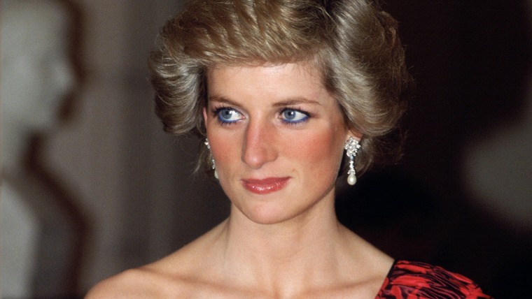 DIANA, PRINCESS OF WALES IN PARIS IN A RED AND BLACK ONE-SHO