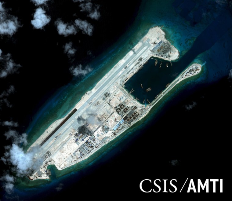 Image: Fiery Cross reef, located in the disputed Spratly Islands in the South China Sea