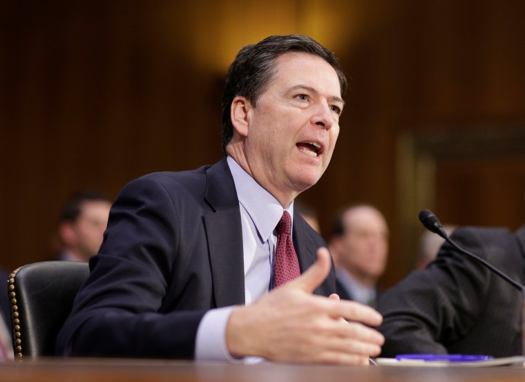 Image: FBI Director James Comey testifies to the Senate Select Committee on Intelligence hearing on ?EURoeRussia?EUR(TM)s intelligence activities\" on Capitol Hill in Washington