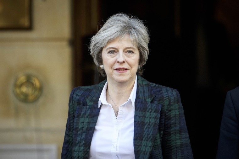 Image: Britain's Prime Minister Theresa May leaves after delivering her keynote speech on Brexit at Lancaster House in London