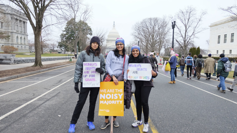 Priya Patel, Shiny Varughese, and Rupal Obaray at the Women's March on Washington, Jan. 21, 2017.