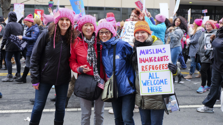 An estimated 500,000 took part in the Women's March on Washington on Jan. 21, 2017. Among the issues that brought marchers to the event were Trump's rhetoric toward immigrants and reproductive rights.