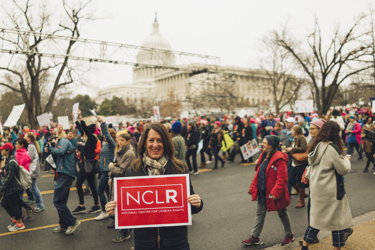 National Center for Lesbian Rights (NCLR) Executive Director Kate Kendell at the Women's March in Washington, D.C., on Jan. 21, 2017