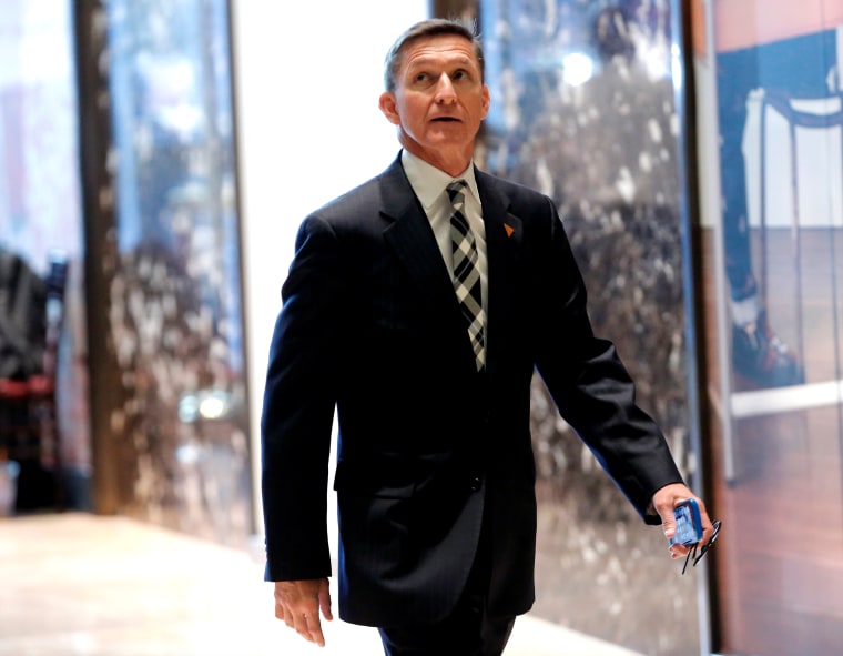 Image: Mike Flynn arrives to meet with Donald Trump at Trump Tower in New York City in November