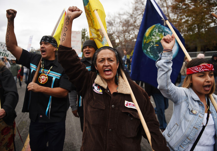 Image: Protesters march against the Dakota Access Pipeline in Pasadena