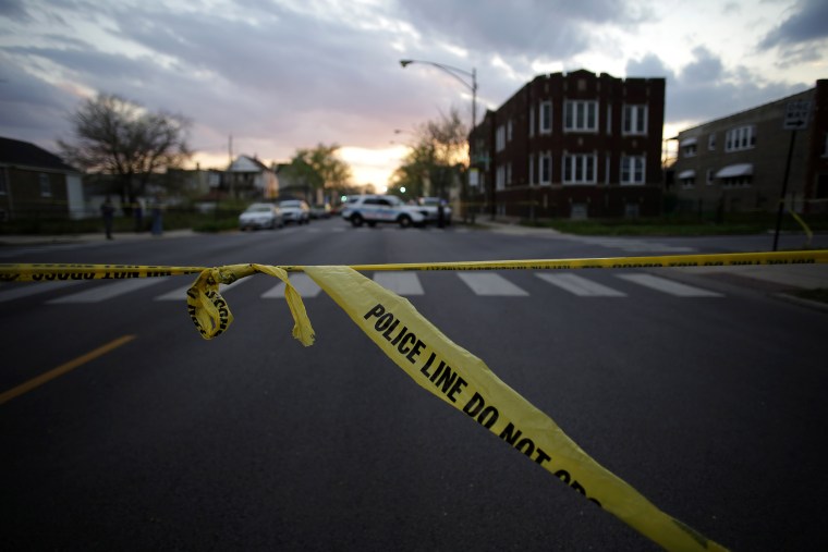 Image: Chicago Police crime tape is displayed at the scene on a shooting on April 25, 2016 in Chicago, Ill.