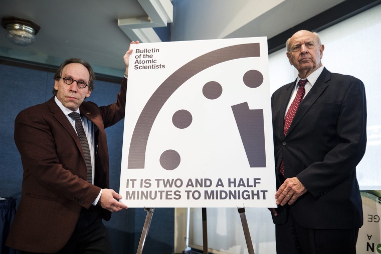 Image: Scientisis Move Doomsday Clock to Two and a Half Minutes to Midnight