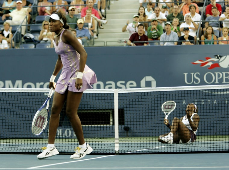 Image: Venus and Serena Williams during their match at the U.S. Open in 2005