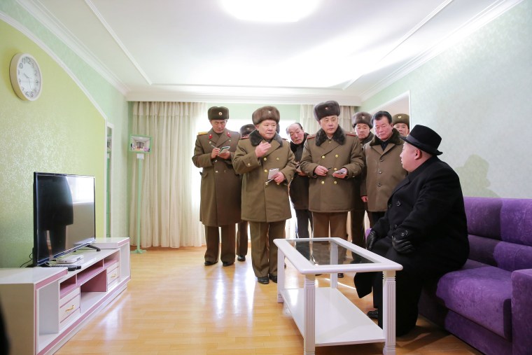 Image: North Korean leader Kim Jong Un inspecting the construction site of Ryomyong Street