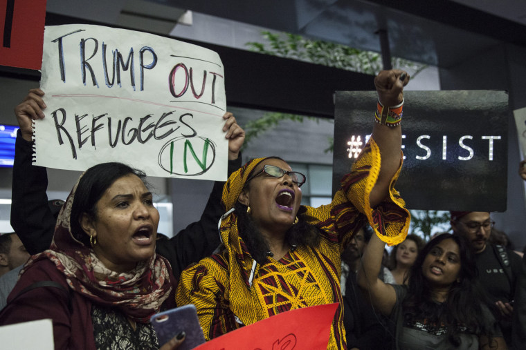 Image: Protest against President Trump's immigration ban at San Francisco International Airport