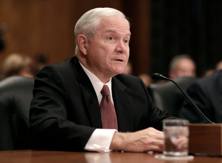 Image: Former Secretary of Defense Robert Gates testifies to support retired General John Kelly nomination to be Secretary of the Department of Homeland Security on Capitol Hill in Washington.