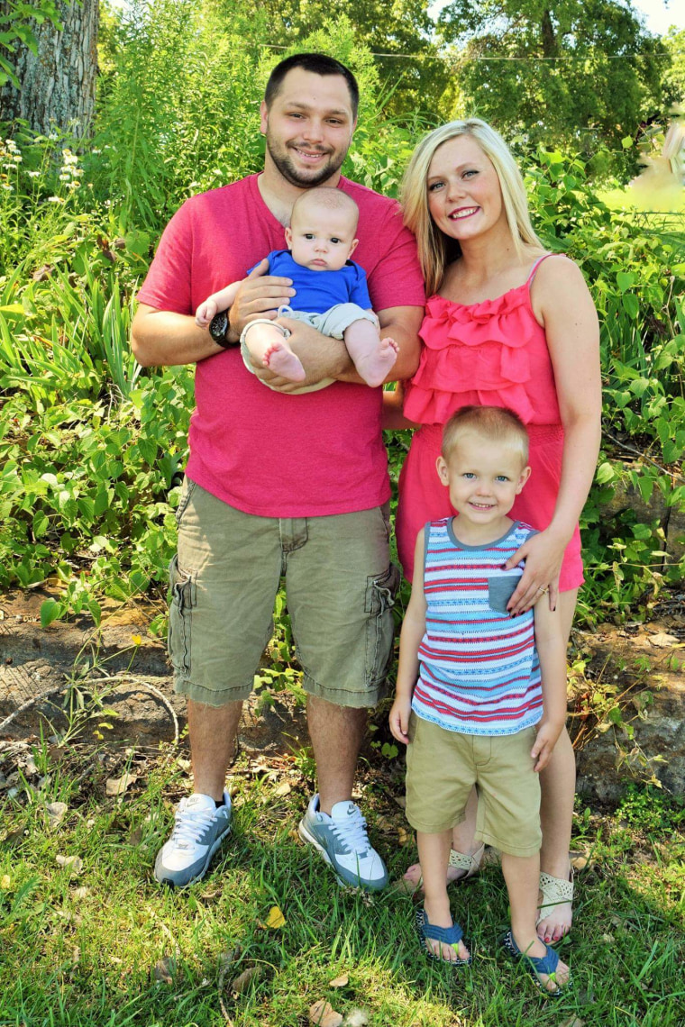 Cierra Fortner with her husband, Brett, and sons, Jayce, 4, and Brenton, 10 months.