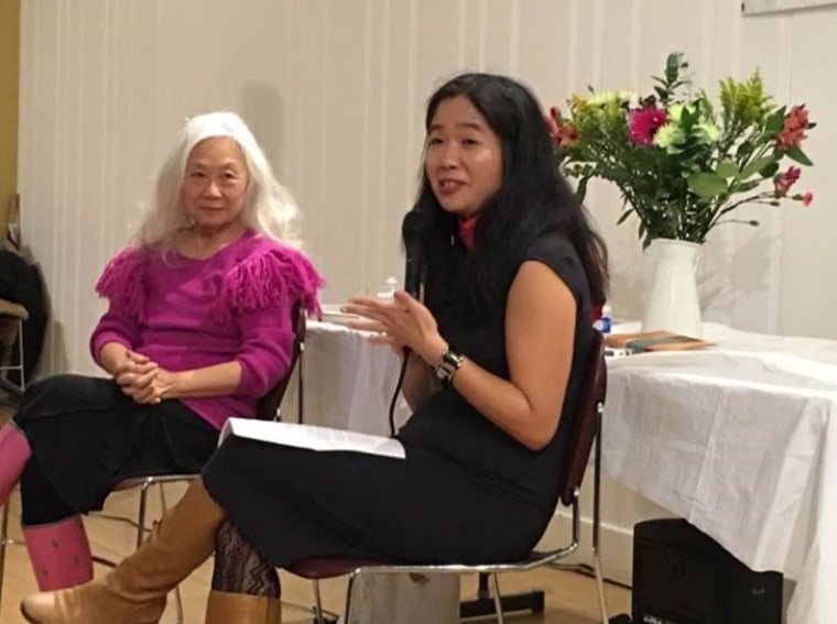 Maxine Hong Kingston being interviewed by Vanessa Hua during a San Francisco event celebrating "The Woman Warrior."