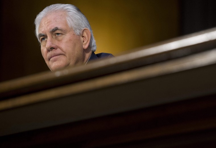 Image: Former ExxonMobil executive Rex Tillerson testifies during his confirmation hearing for Secretary of State before the Senate Foreign Relations Committee on Capitol Hill in Washington, D.C., Jan. 11, 2017.