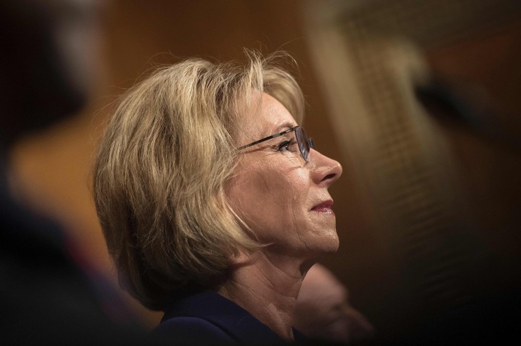 Image: Betsy DeVos listens during her confirmation hearing for Secretary of Education before the Senate Health, Education, Labor, and Pensions Committee on Capitol Hill on Jan. 17, 2017 in Washington, D.C.