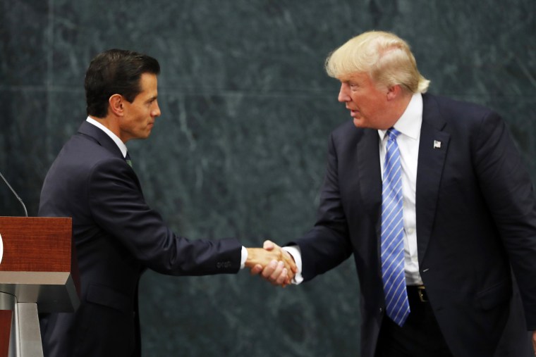 Image: Mexican President Enrique Pena Nieto and President Trump in Mexico City on Aug. 31, 2016.