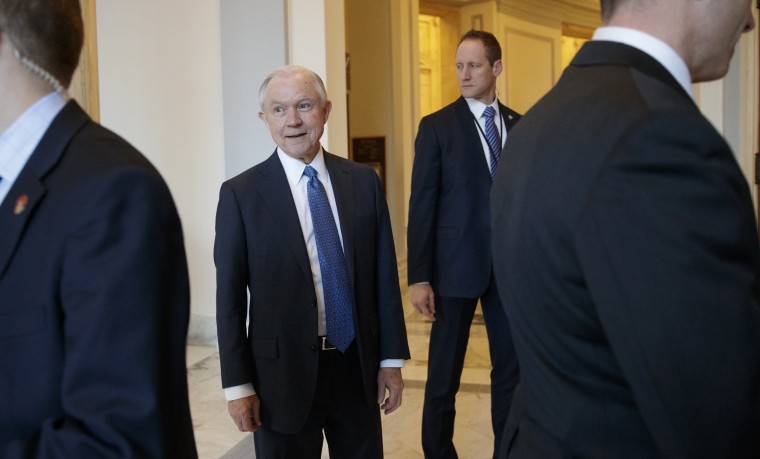 Image: Jeff Sessions leaves his office on Capitol Hill in Washington