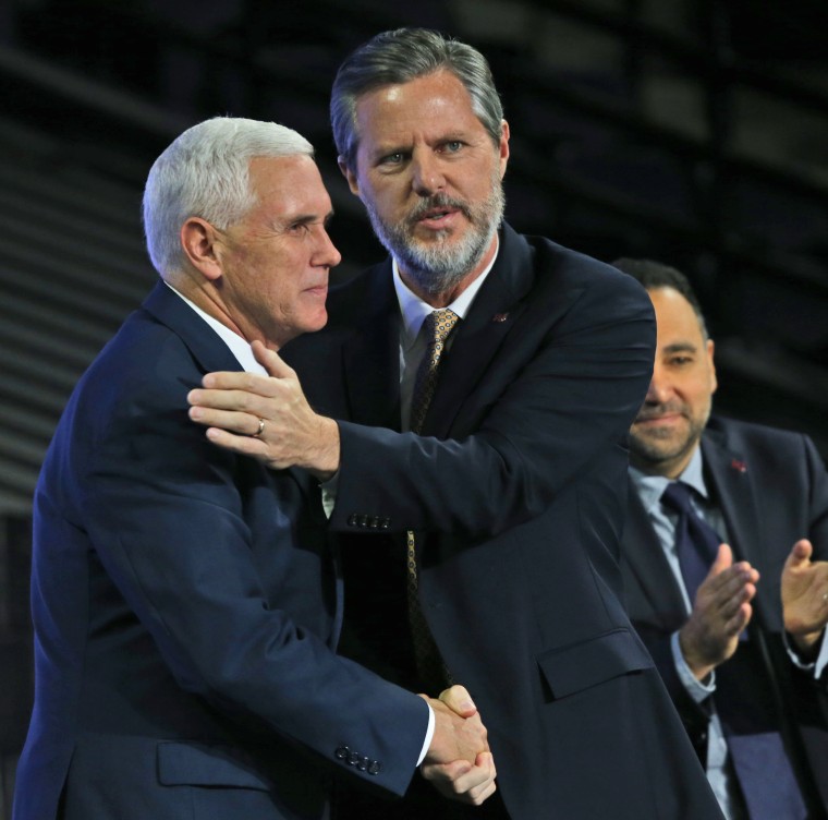 IMAGE: Mike Pence and Jerry Falwell Jr.