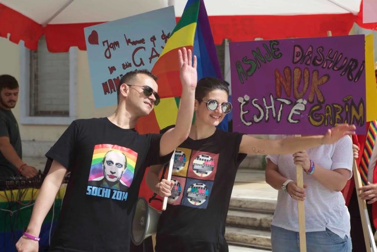 Albanian LGBTQ activists Kristi Pinderi (left) and Xheni Karaj (right)