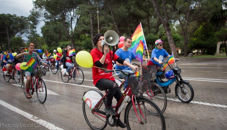 Albanian LGBTQ activists Xheni Karaj and Kristi Pinderi