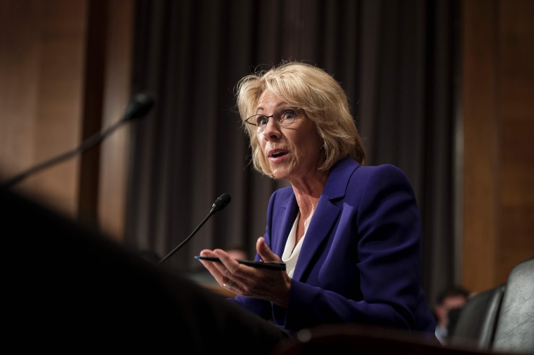 Image: Betsy DeVos speaks during her confirmation hearing for Secretary of Education