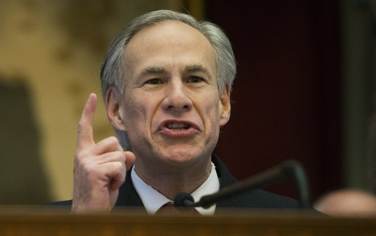 Image: Texas Gov. Greg Abbott delivers his State of the State address to a joint session of the House and Senate on Jan. 31 at the Texas Capitol in Austin, Texas.