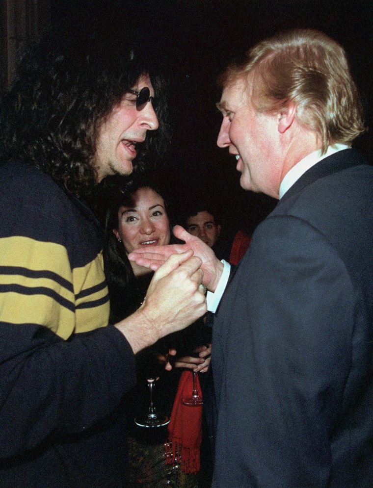 Image: Howard Stern, left, speaks with casino owner and possible presidential candidate Donald Trump at a party given by the New York Post