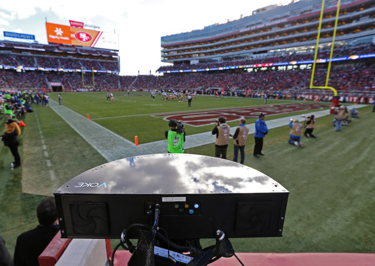 Voke VR systems in use during the NFL game between the Seattle Seahawks and San Francisco 49ers at Levi's Stadium on Sunday, January 1, 2017.