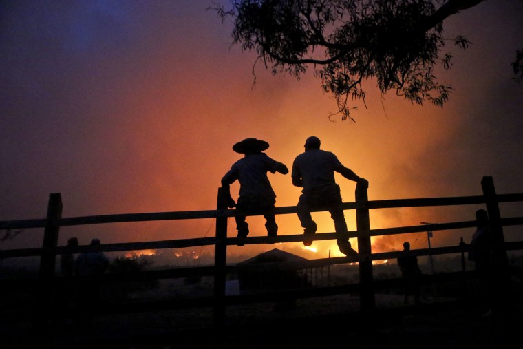 Image: Residents watch the forest burn in Portezuelo, Chile on Jan. 29, 2017.