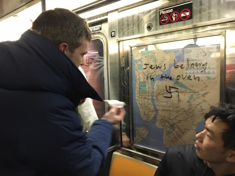 Image: Nazi graffiti on a New York City Subway car