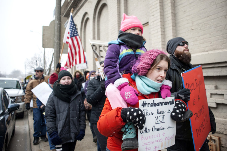 Image: Bethany Kerns and Emma Kerns at Wisconsin protest