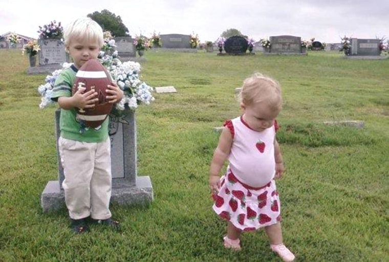 Walker Myrick and his family visit the grave of his twin who died in the womb