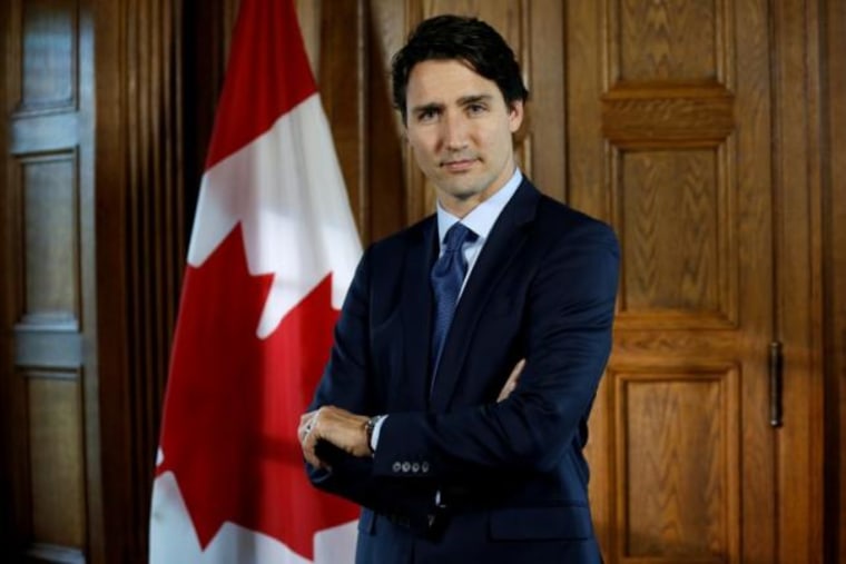 Trudeau poses following an interview with Reuters on Parliament Hill in Ottawa