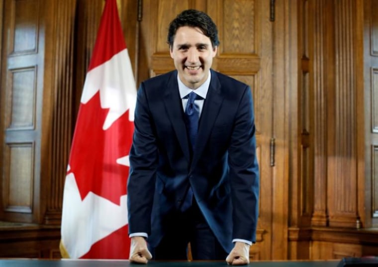 Canada's PM Trudeau poses following an interview in Ottawa
