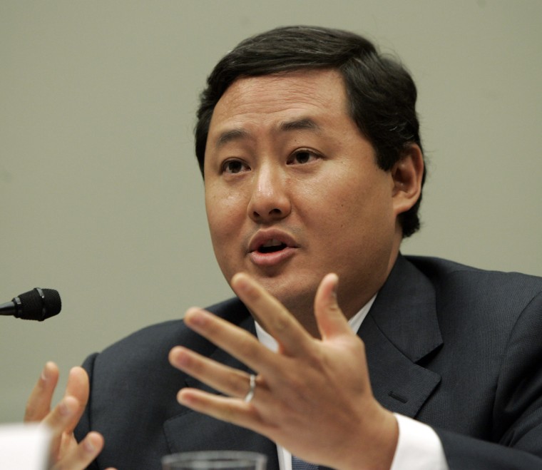 Image: John Yoo testifies on Capitol Hill in Washington, D.C. in this June 26, 2008 file photo.