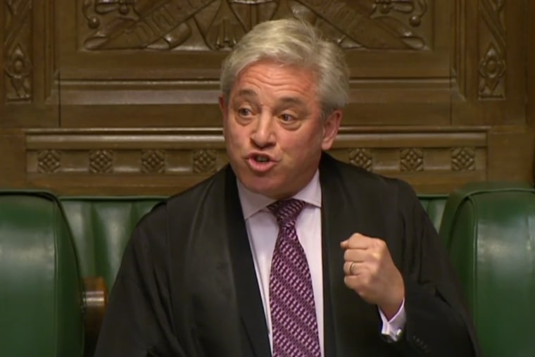 Image: Speaker of the House of Commons John Bercow responds to a point of order from Labour politician Stephen Doughty on the state visit of US President Donald Trump to the UK during a session of the House of Commons in London on Feb. 6, 2017.