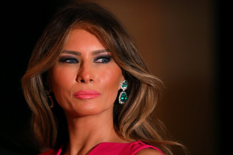 Image: First Lady Melania Trump and U.S. President Donald Trump (not pictured) attend the 60th Annual Red Cross Gala at Mar-a-Lago club in Palm Beach, Florida, U.S.
