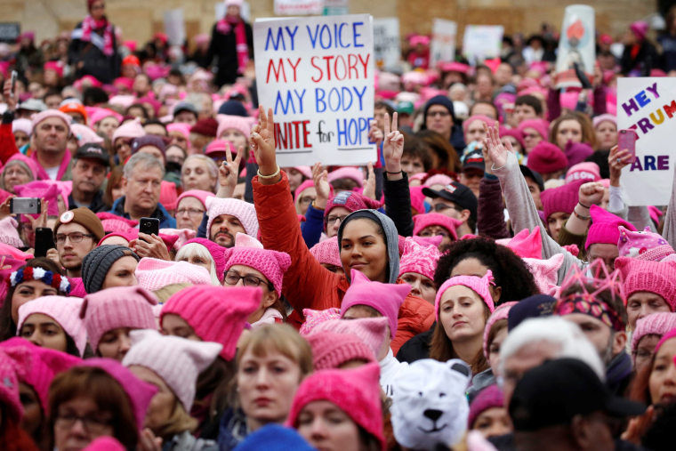 Image: People gather for the Women's March in Washington