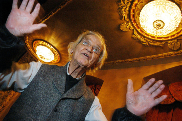 Image: Comedian Irwin Corey poses at the Barrymore Theater in New York City in 2004.