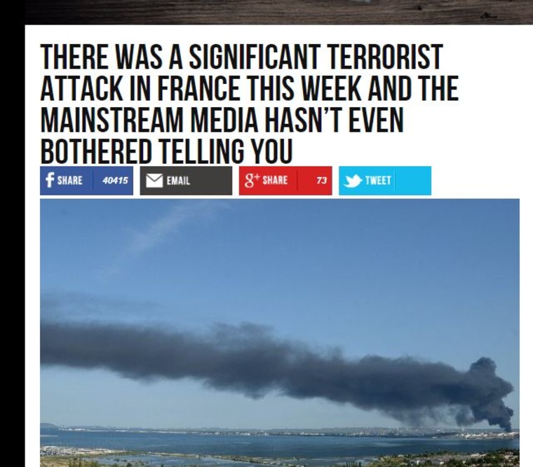 Image: How Breitbart reported an attack on a petrochemical plant in Marseille
