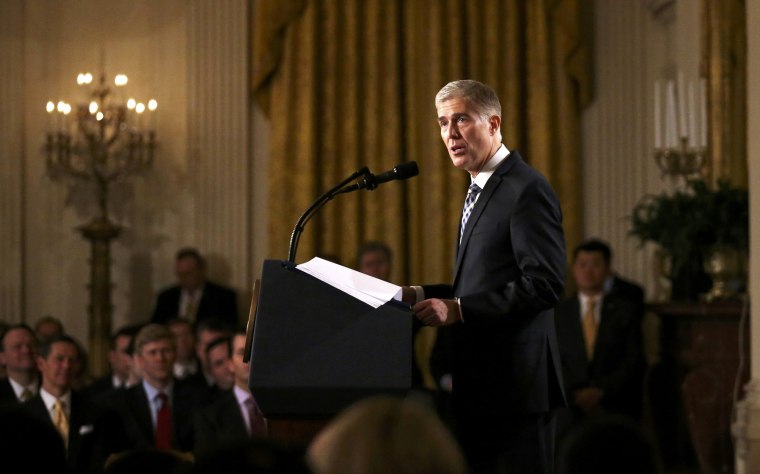Image: Judge Neil Gorsuch speaks after President Trump nominated Gorsuch to be an associate justice of the U.S. Supreme Court at the White House in Washington, D.C. on Jan. 31.