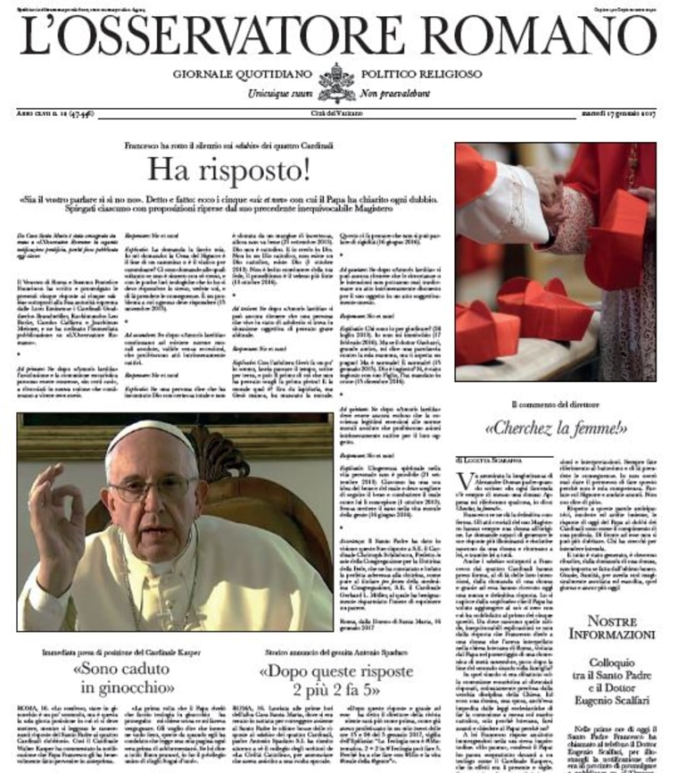 Image: Fake front cover of L'Osservatore Romano