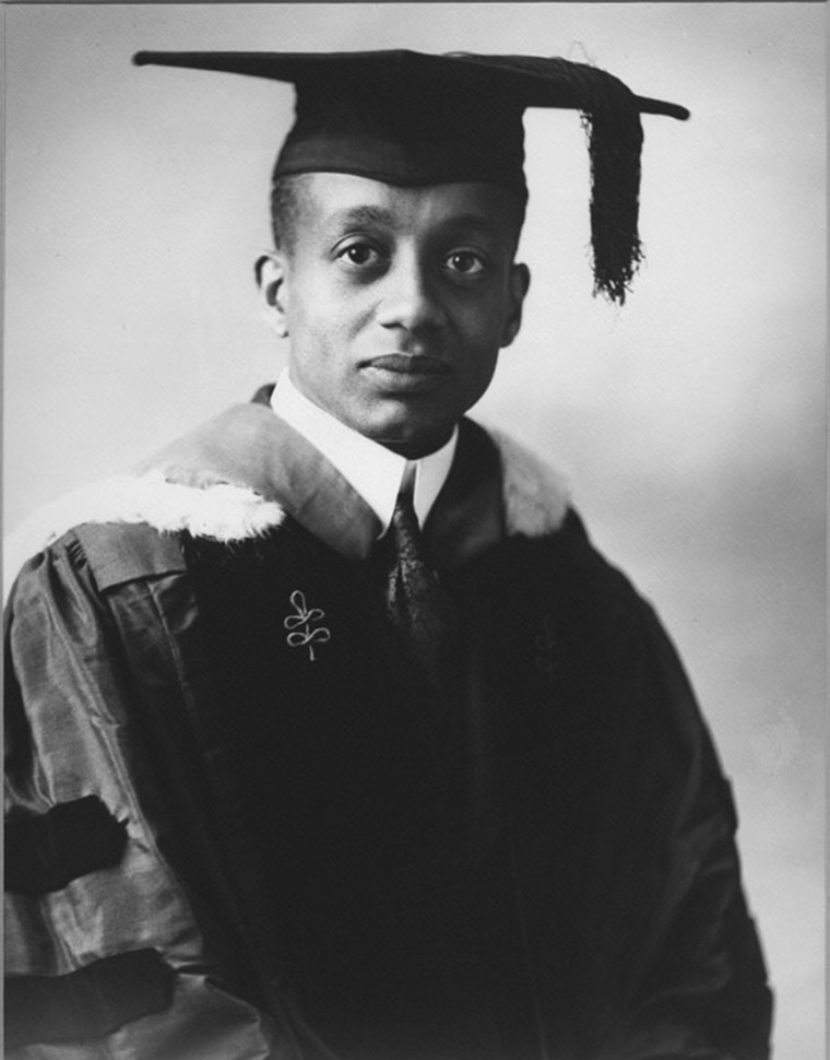 Image: Alain Leroy Locke is pictured circa 1918 in his doctoral cap and gown from Harvard University.