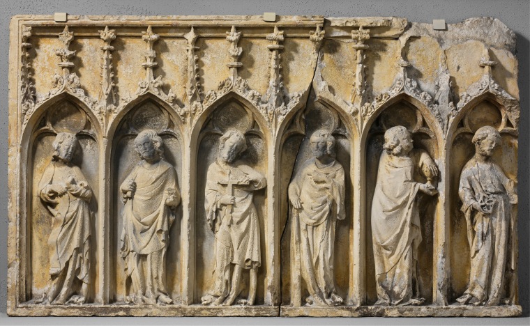 Six Apostles from Retable, limestone dated in the late 14th century.