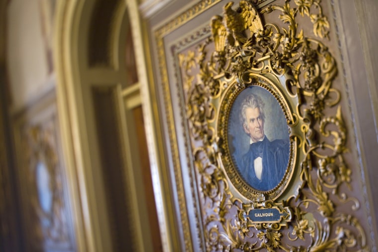 Image: A portrait of John C. Calhoun, the 7th vice president of the United States of America, hangs along a wall in the Senate Reception Room, one of the Capitol's most richly decorated public rooms.