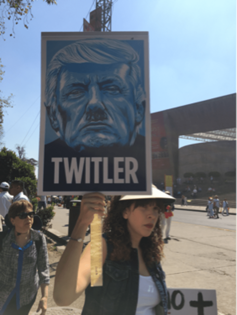 A protester at an anti-Trump rally in Mexico City on Feb. 12. 2017.